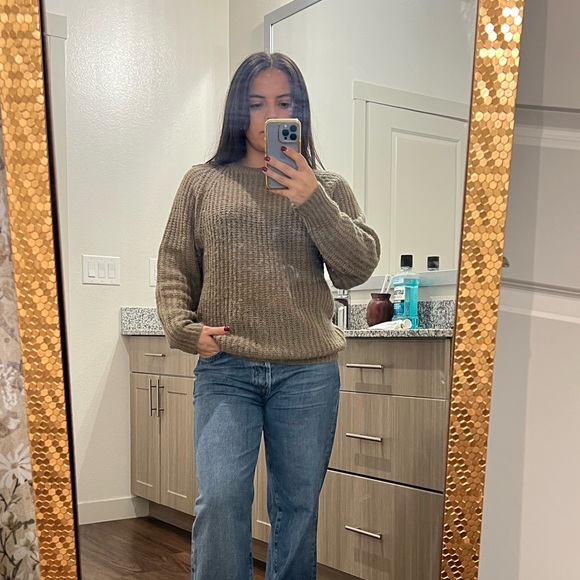 Vintage Taupe Brown Open Knit Chunky Oversized Pullover Sweater - Picture 4 of 11